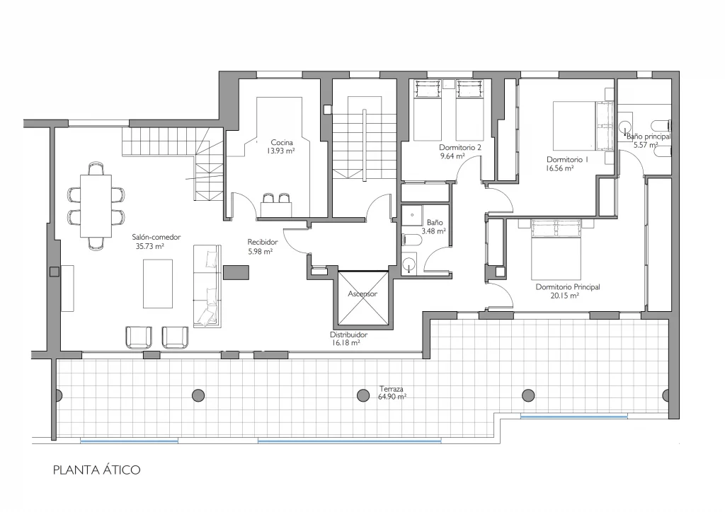 Floor plan for Teatinos penthouse apartment