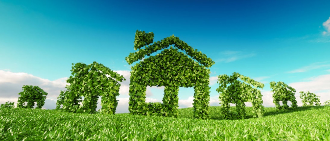 Sustainable living in your Cosat del Sol home. Image shows house shapes made from hedges